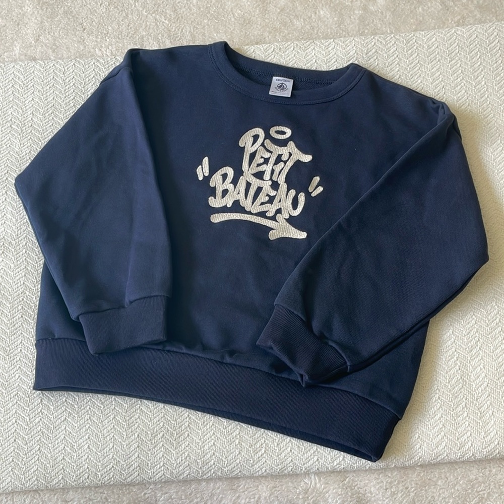 Petit Bateau Embroidered Logo Crew Neck Sweatshirt Size 6